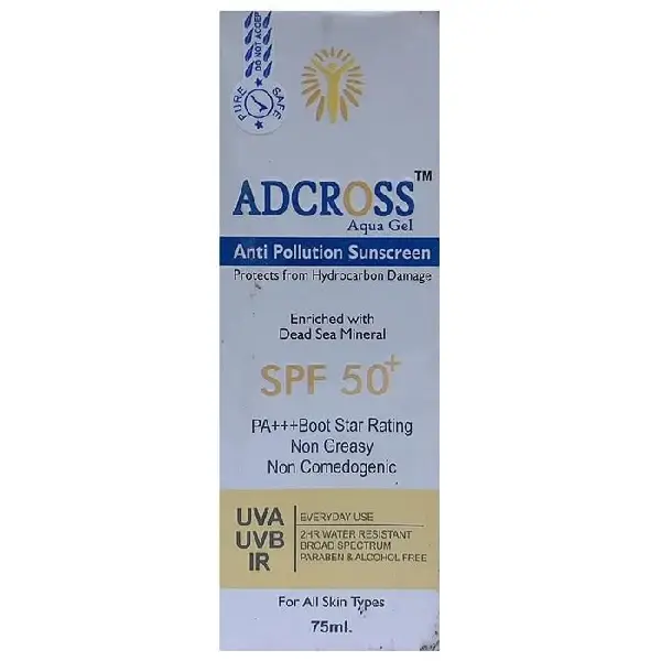 Adcross Anti-Pollution Aqua Gel SPF 50+ Sunscreen | UVA/UVB & IR Protection | Paraben-Free